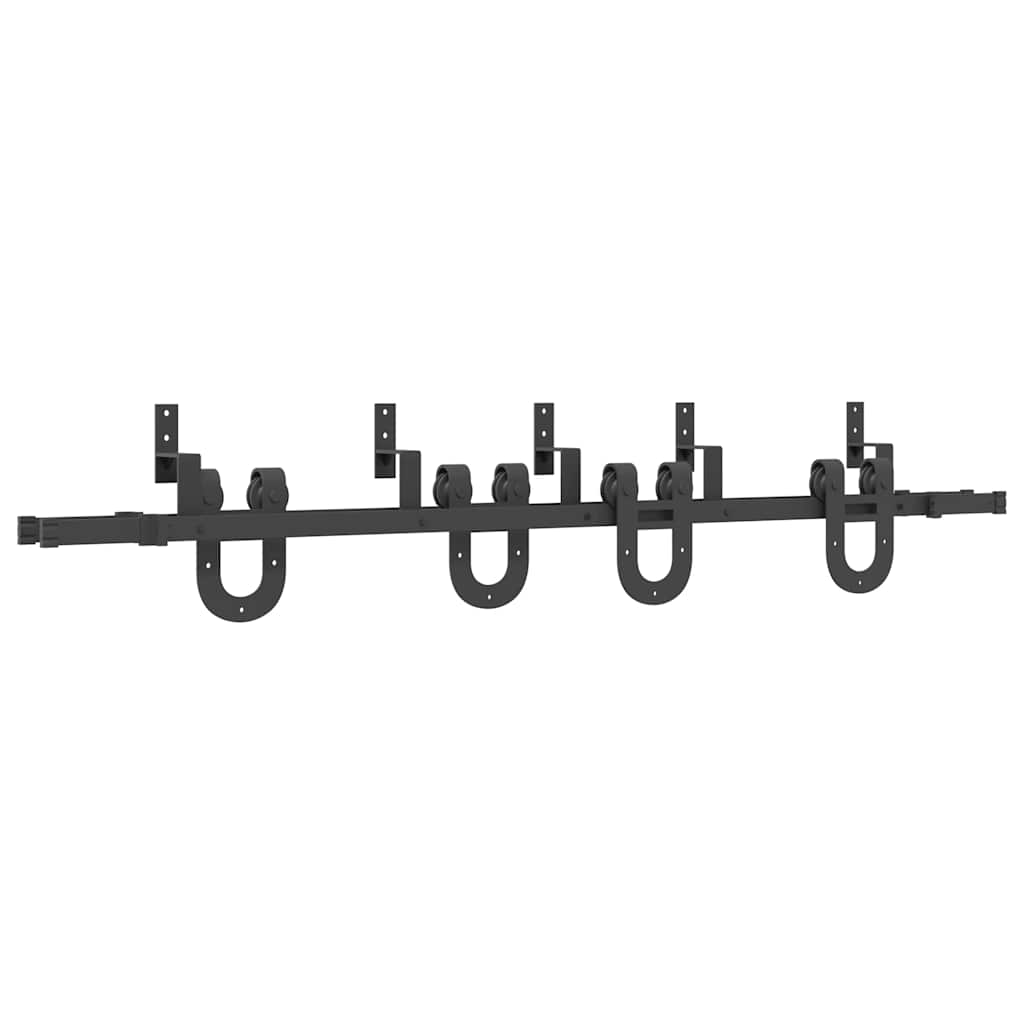 Schiebetürbeschlag-Set 183 cm Stahl Schwarz