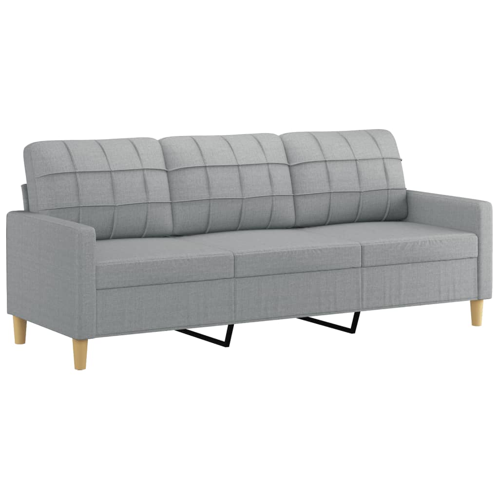 3-tlg. Sofagarnitur mit Kissen Braun Stoff