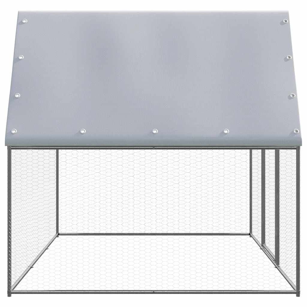 Hühnerkäfig Silbern und Grau 2x2x2 m Verzinkter Stahl