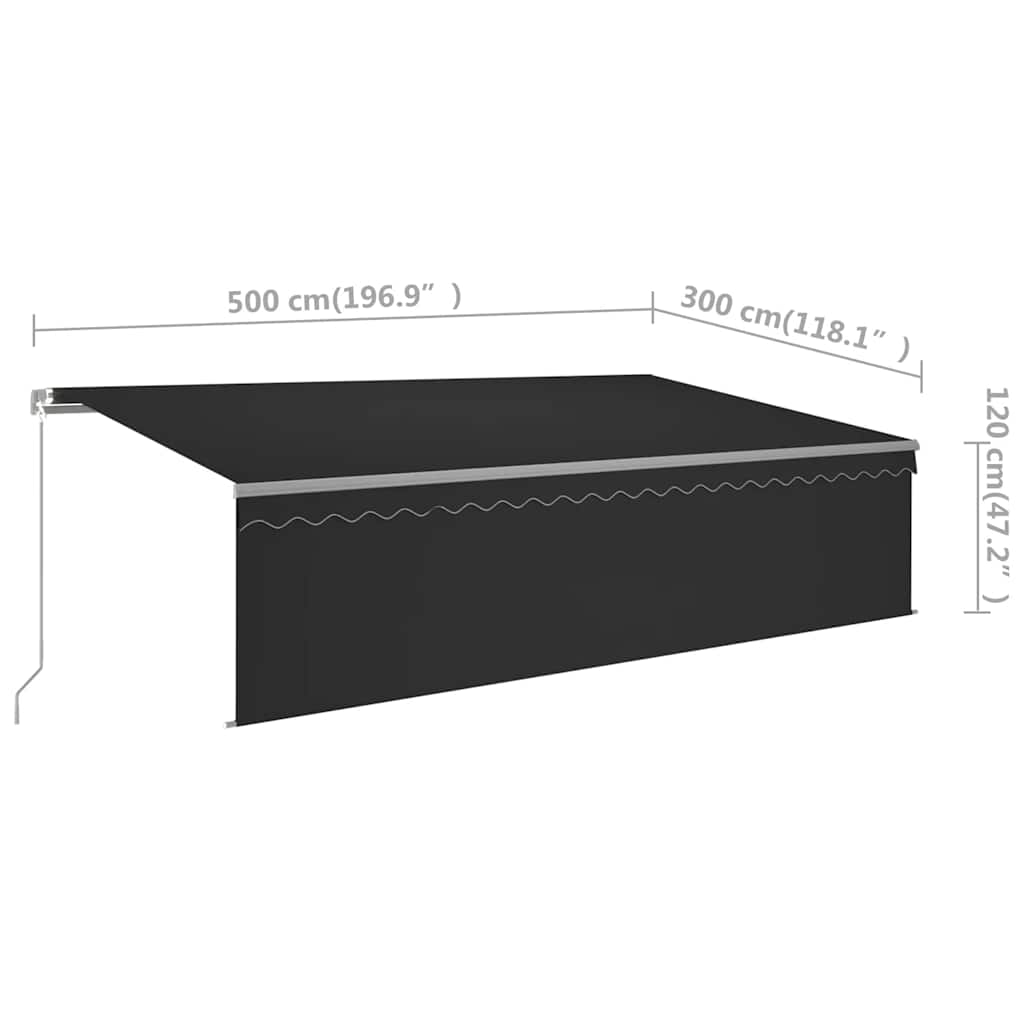 Markise Manuell Einziehbar mit Rollo 3x2,5 m Creme