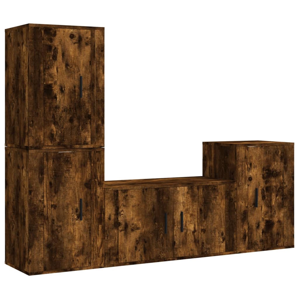 4-tlg. TV-Schrank-Set Hochglanz-Weiß Holzwerkstoff