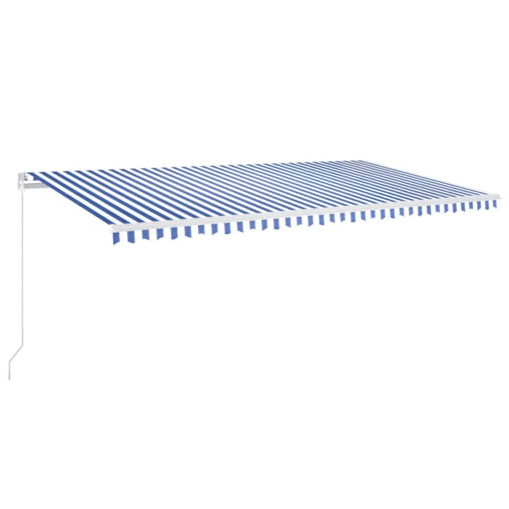 Markise Manuell Einziehbar mit LED 300x250 cm Blau und Weiß