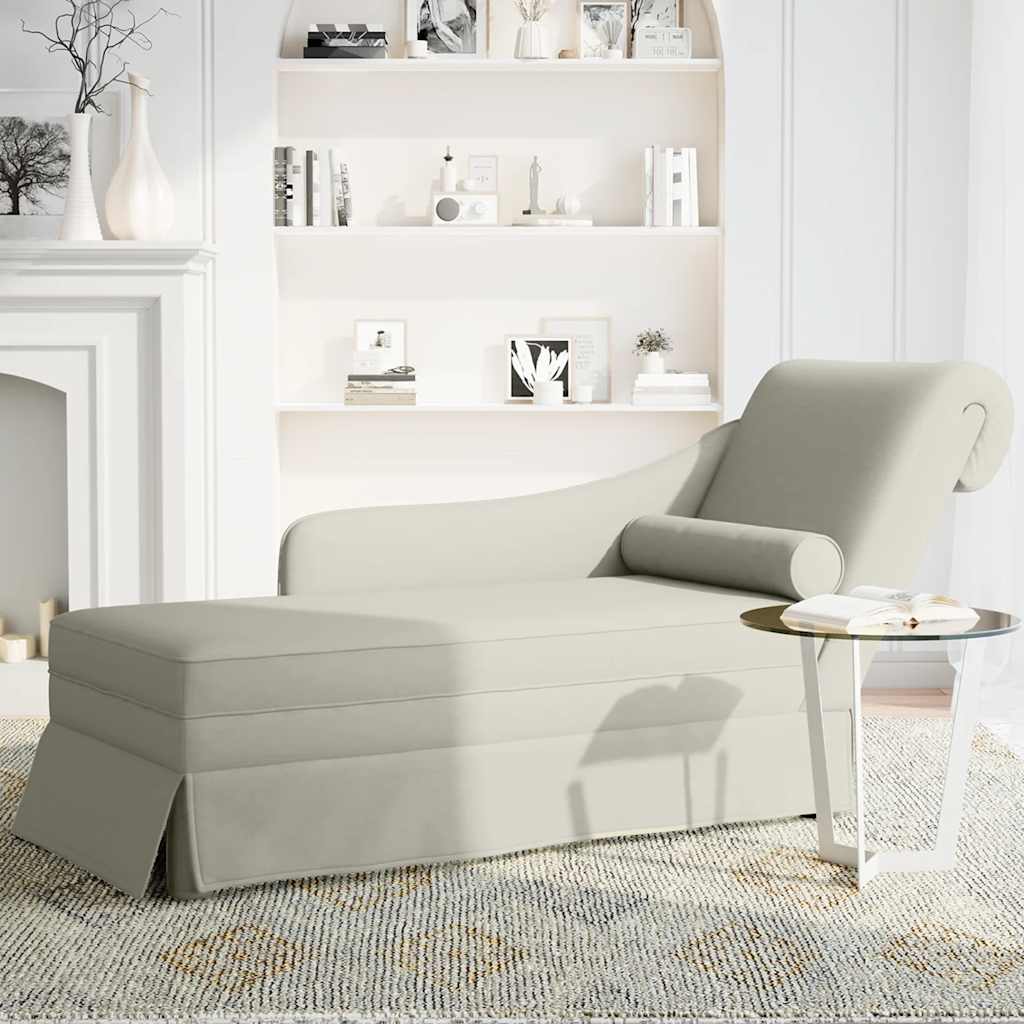 Chaiselongue mit Nackenrolle und Rechter Armlehne Blau Samt