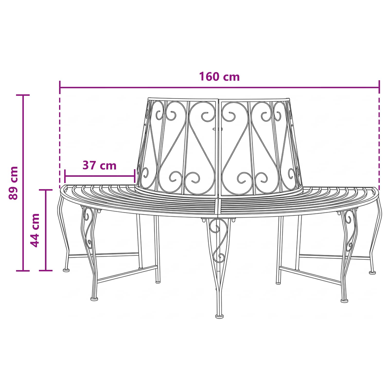 Baumbank 160 cm Stahl