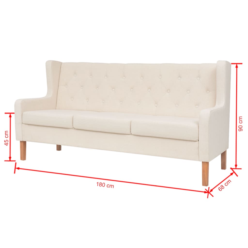 2-Sitzer Sofa Stoff Cremeweiß