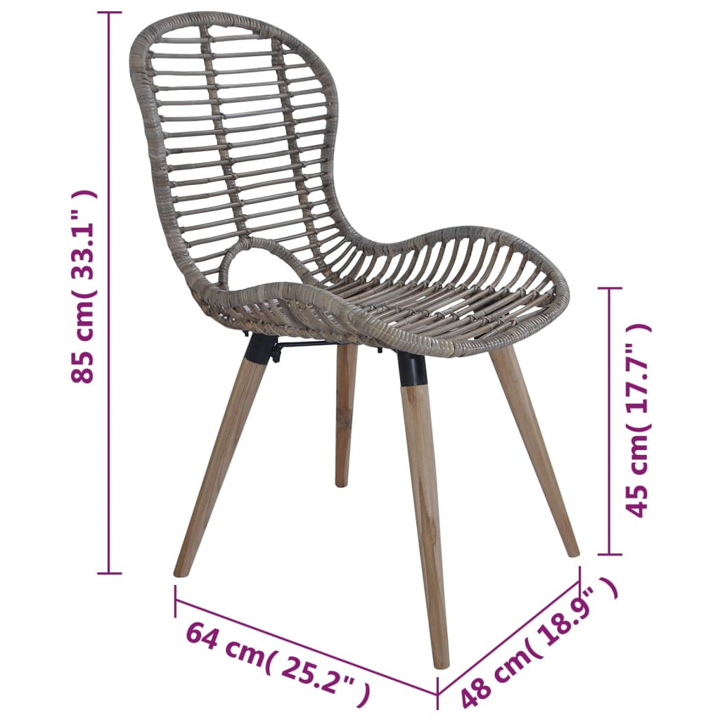Esszimmerstühle 2 Stk. Schwarz Natur Rattan
