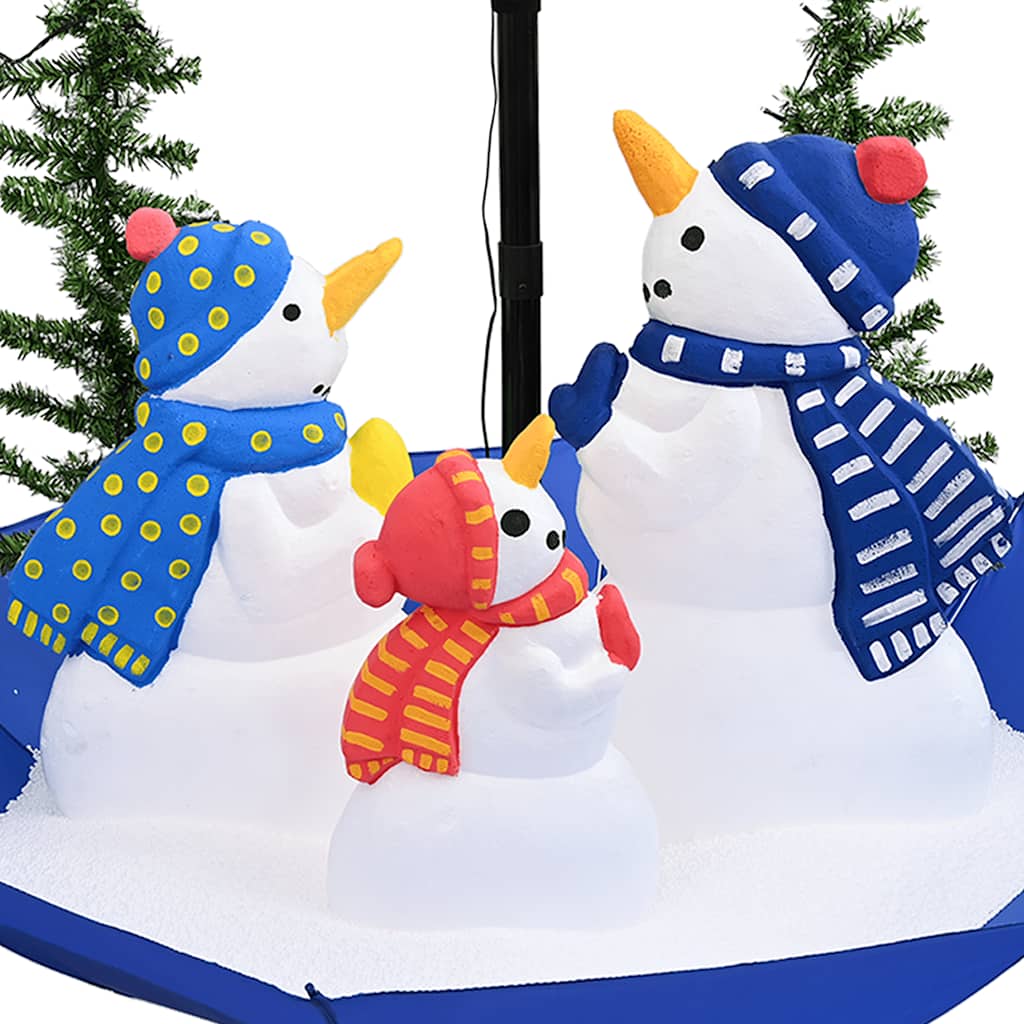 Weihnachtsbaum mit Schnee und Schirm-Fuß Blau 75 cm PVC