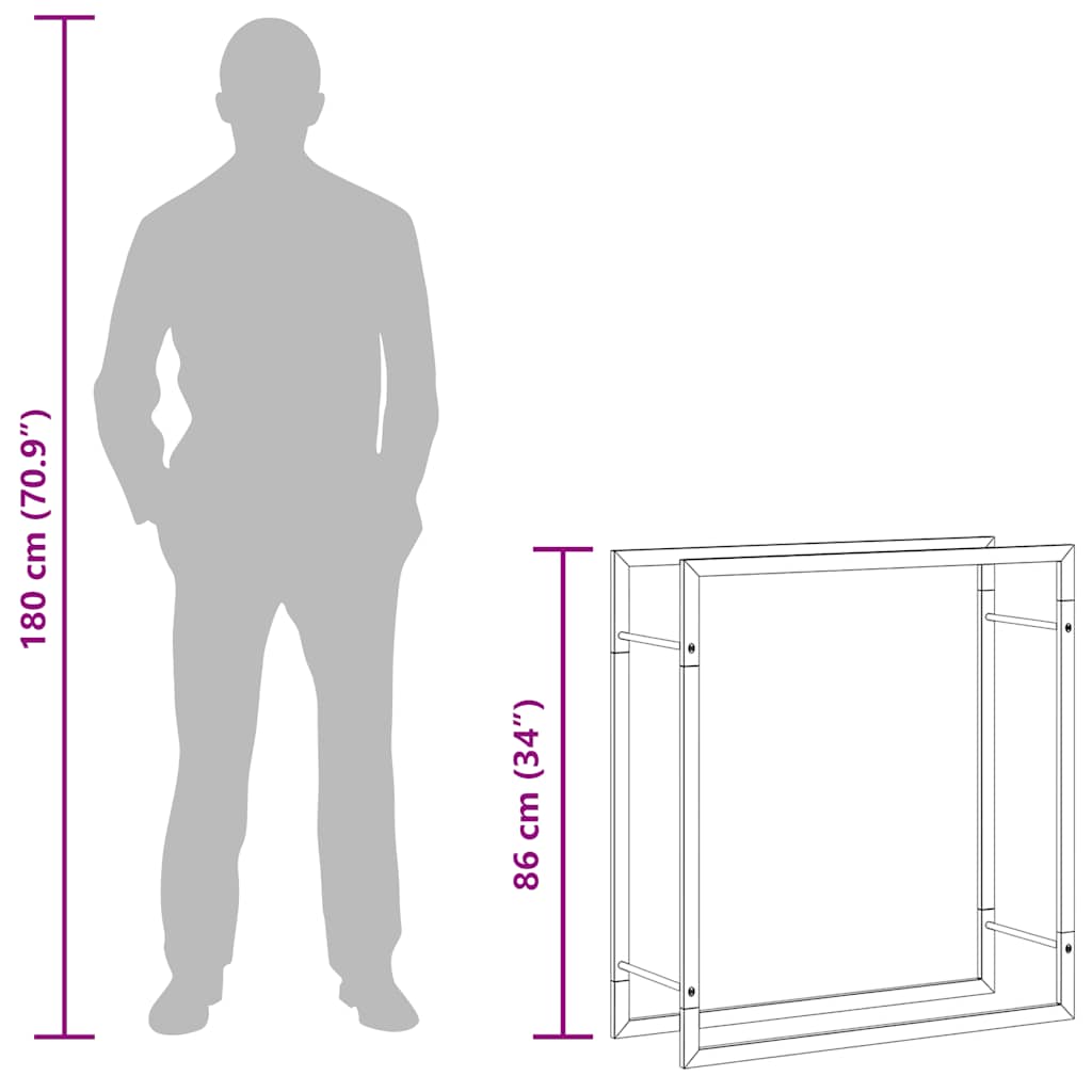 Brennholzregal 50x28x94 cm Edelstahl
