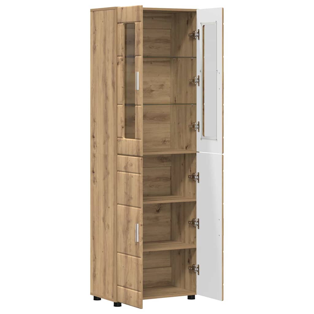 Highboard mit Regal FLORIN Weiß 60 x 35 x 182 cm Holzwerkstoff