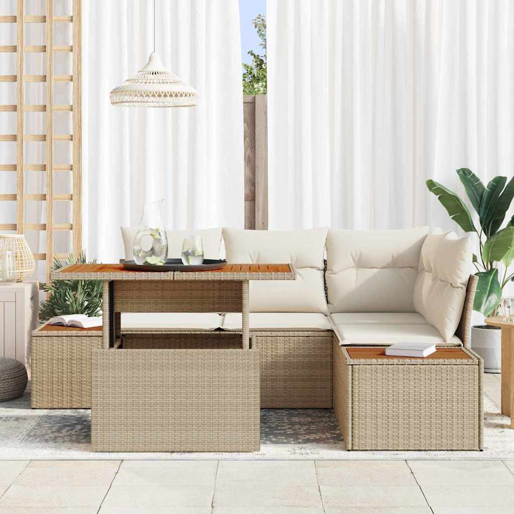 Garten Essgruppe mit Kissen 5 pcs Schwarz und Beige