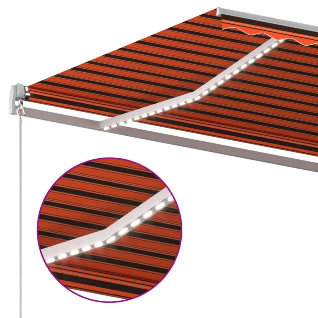 Markise Manuell Einziehbar mit LED 300x250 cm Blau und Weiß