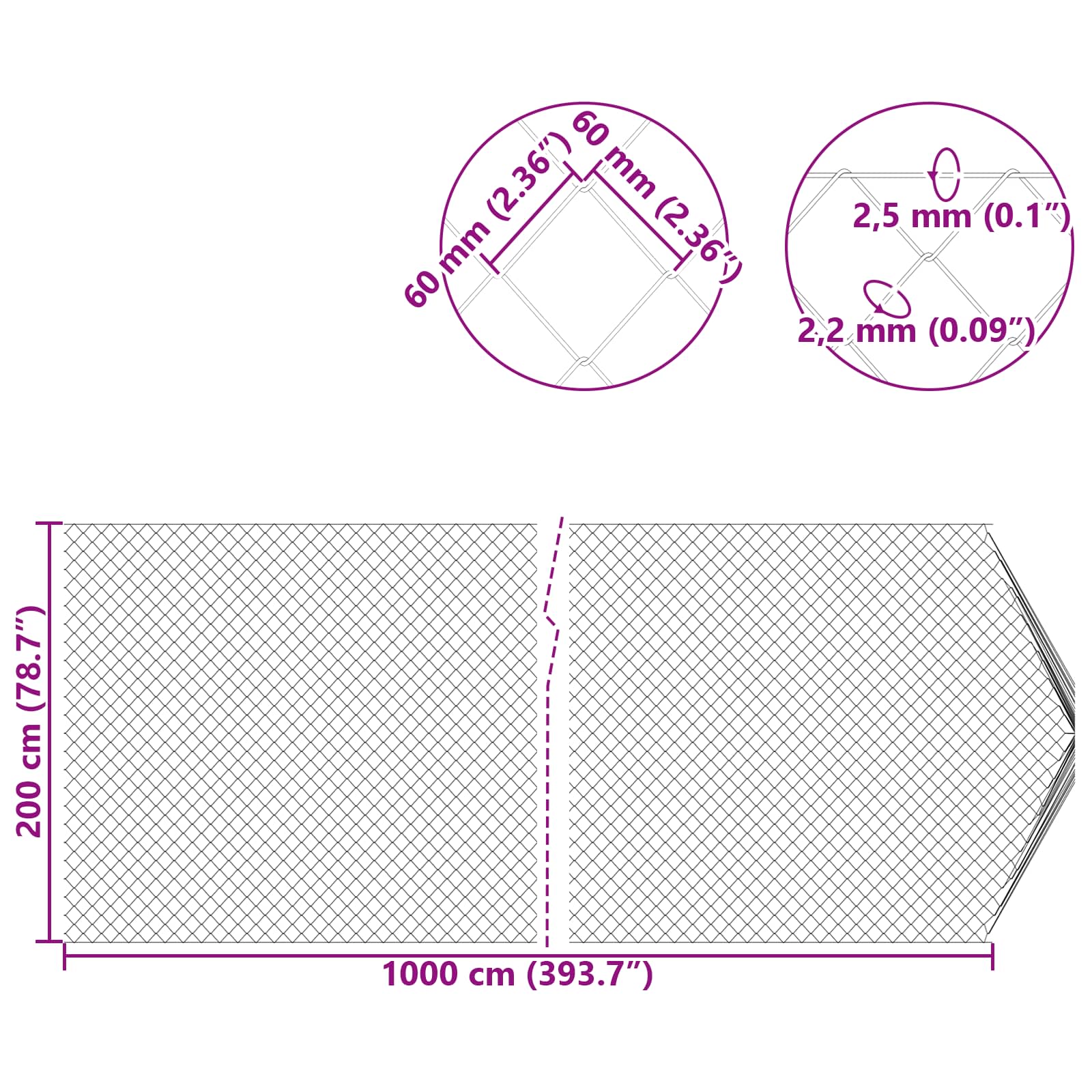 Maschendrahtzaun Grün 2 x 10 m Stahl