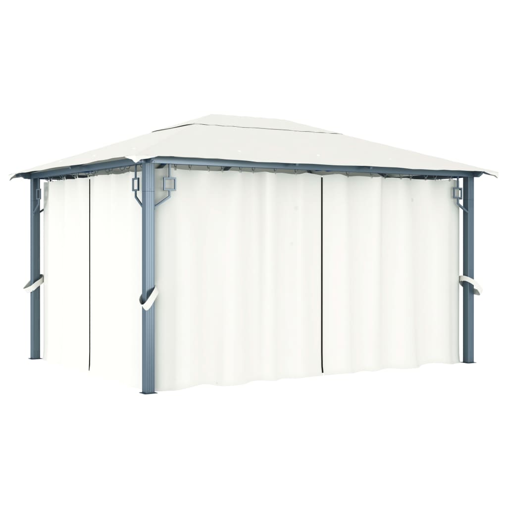 Pavillon mit Vorhang 300x300 cm Taupe Aluminium