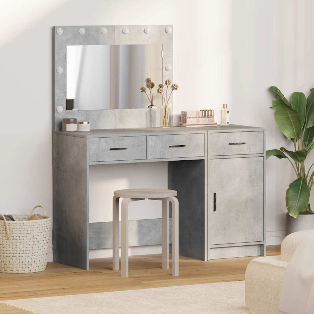 Schminktisch mit Spiegelbeleuchtung 2 pcs Weiß Holzwerkstoff