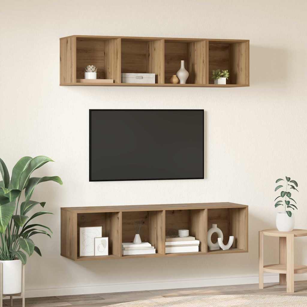 3-tlg. TV-Schrank-Set Grau Holzwerkstoff