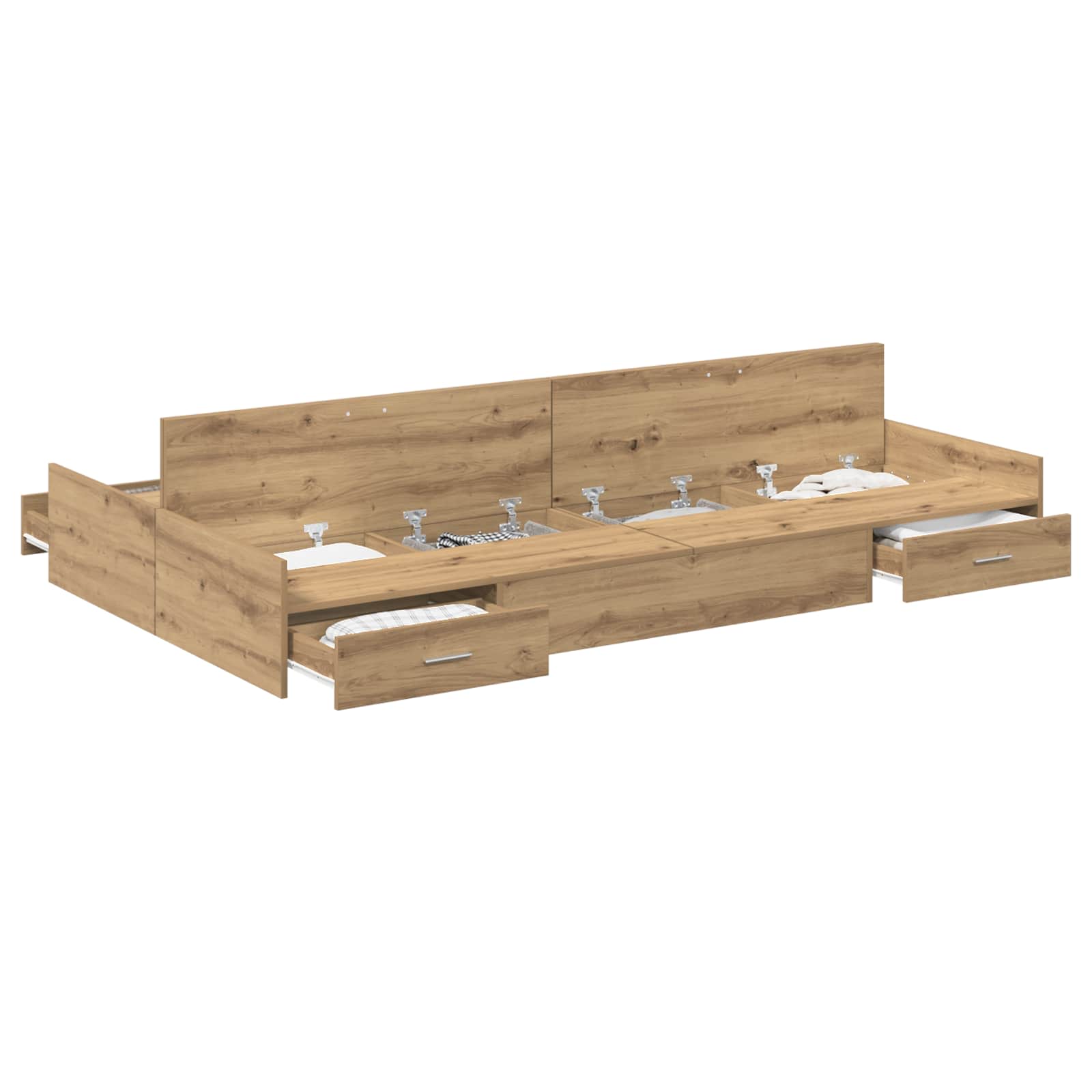 Aufbewahrungsbettgestell Weiß 200 x 200 cm Holzwerkstoff