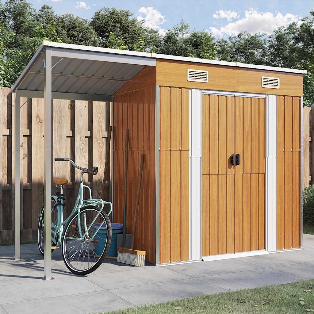 Gartenhaus mit Schleppdach Grün 277x107x181 cm Stahl