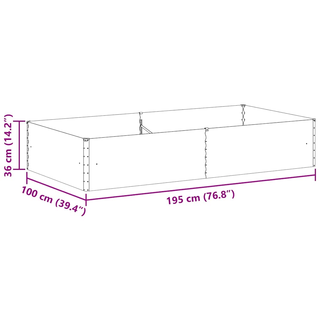 Garten-Hochbeet 100 x 50 x 36 cm Cortenstahl