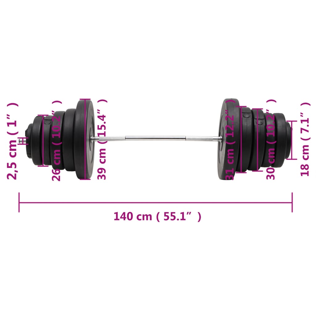 Langhantel mit Gewichten 60 kg