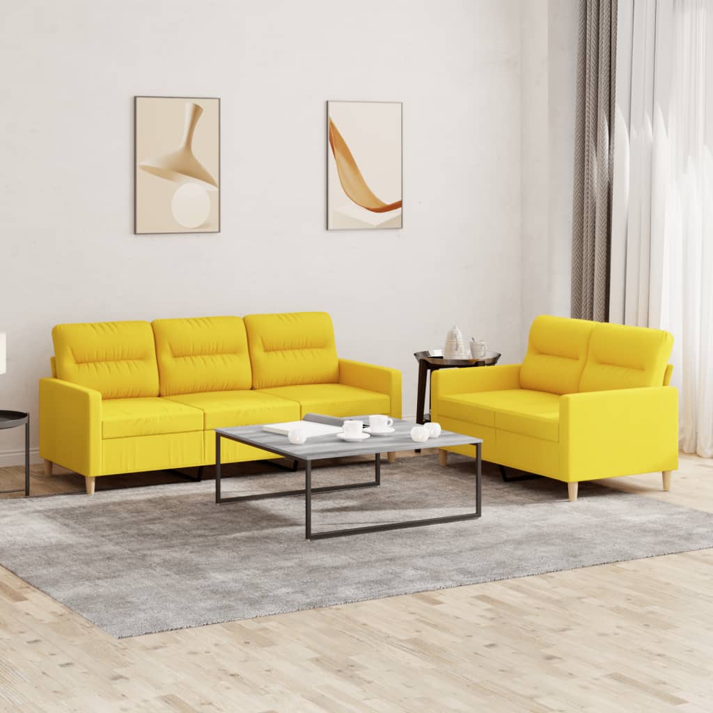 3-tlg. Sofagarnitur mit Kissen Taupe Stoff