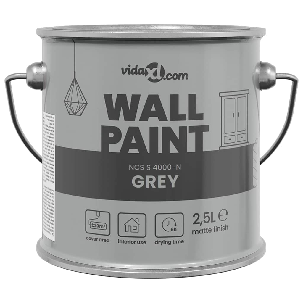 Wandfarbe Grau 2,5 L Wanddruck