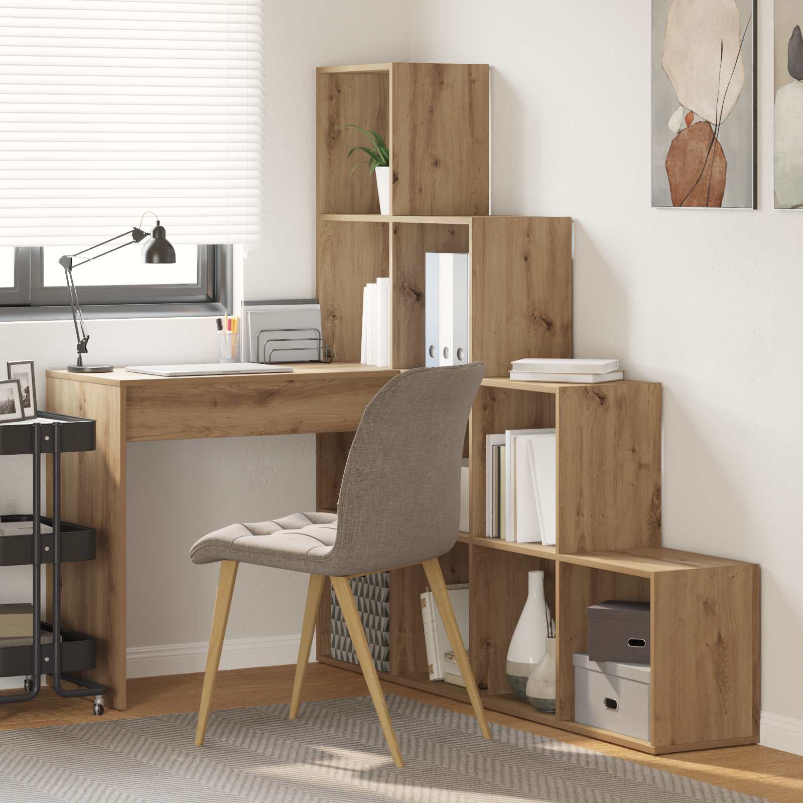 Eck-Schreibtisch Schwarz Eichen-Optik 101,5 x 149,5 x 149,5 cm