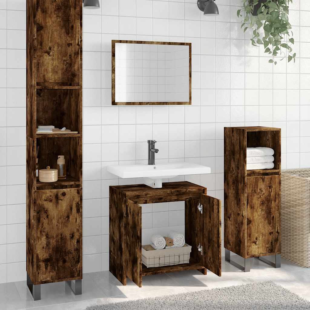 Badmöbel-Set Weiß Holzwerkstoff
