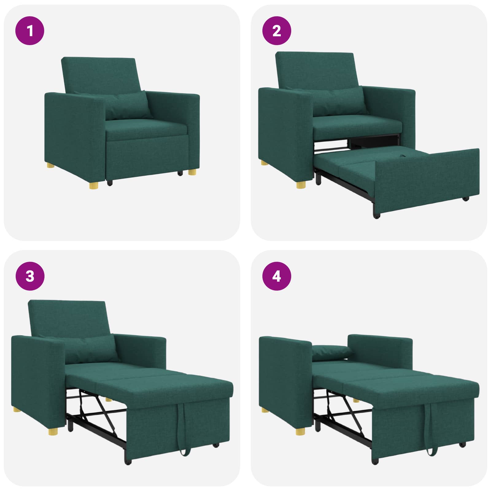 Ausziehbare Schlafcouch Einzel Hellgrau 90 x 165 x 87 cm Stoff