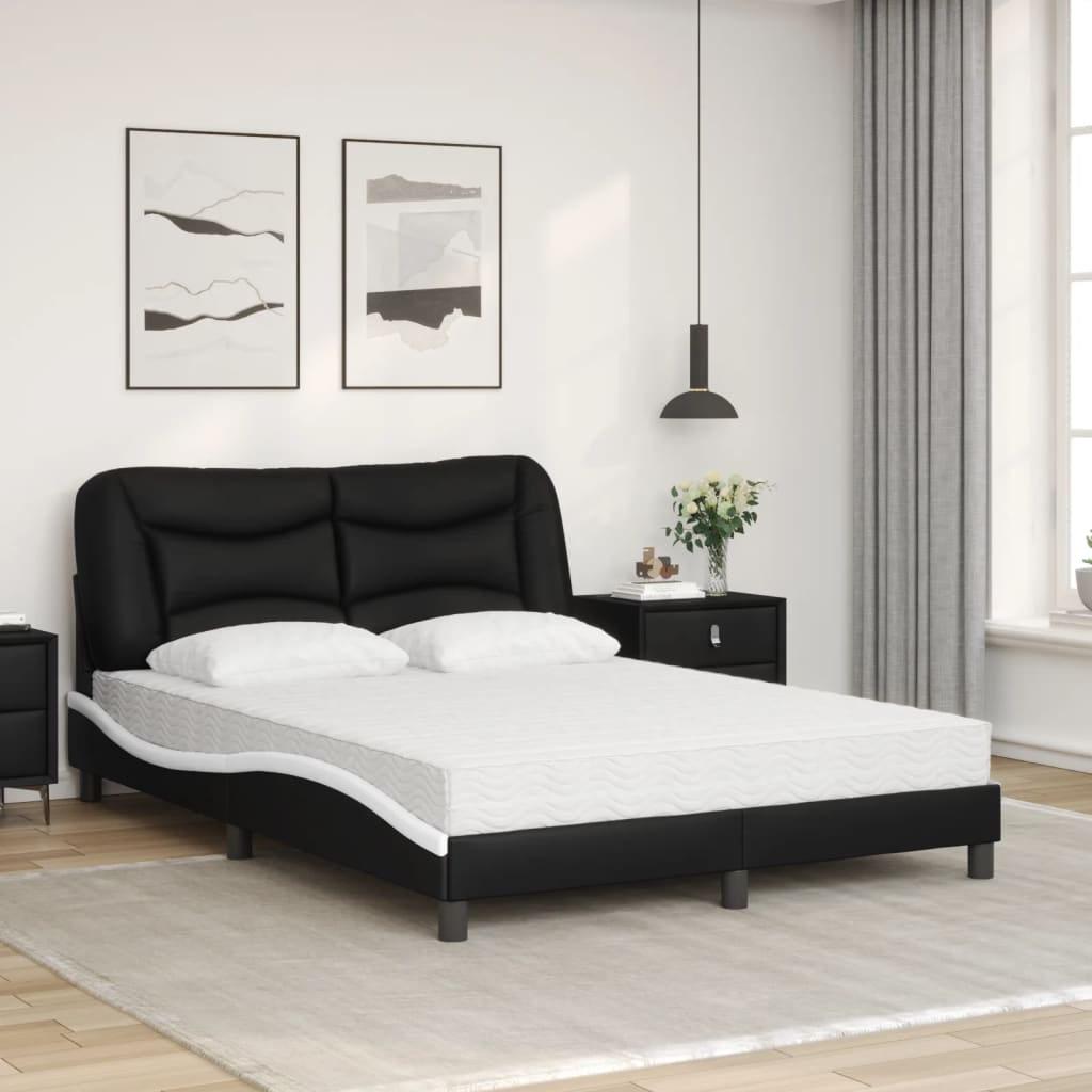 Bett mit Matratze "Hvar" Schwarz 80x200 cm Kunstleder