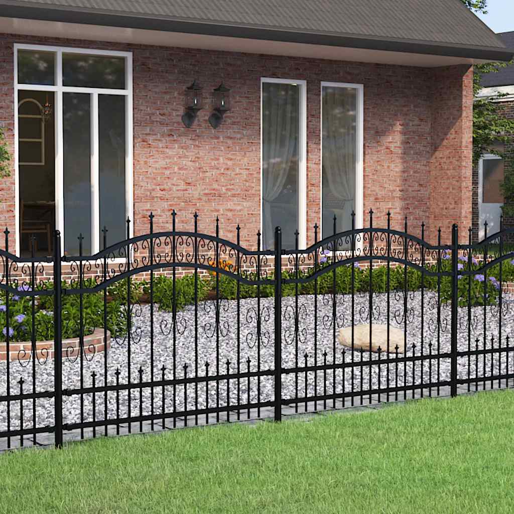 Gartenzaun KAMPEN mit Speerspitze Schwarz 240 x 75 cm Stahl