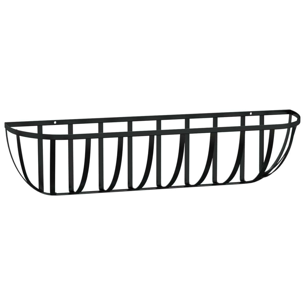 Wand-Pflanzkörbe 2 Stk. Kokoseinlage Schwarz 61x19x16 cm Stahl