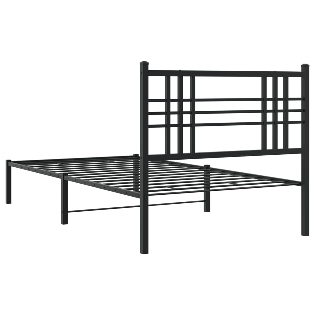 Bettgestell mit Kopf- und Fußteil Metall Schwarz 90x200 cm