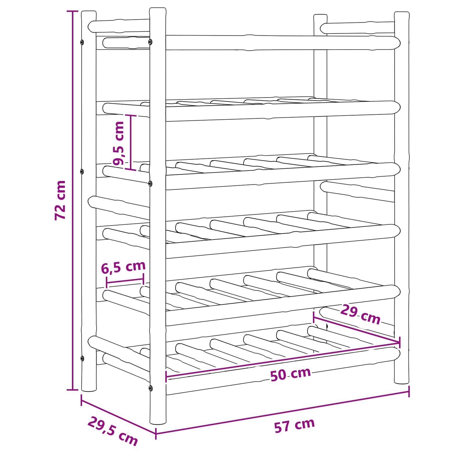 Weinregal Natur 32,5 x 29,5 x 36 cm Bambus