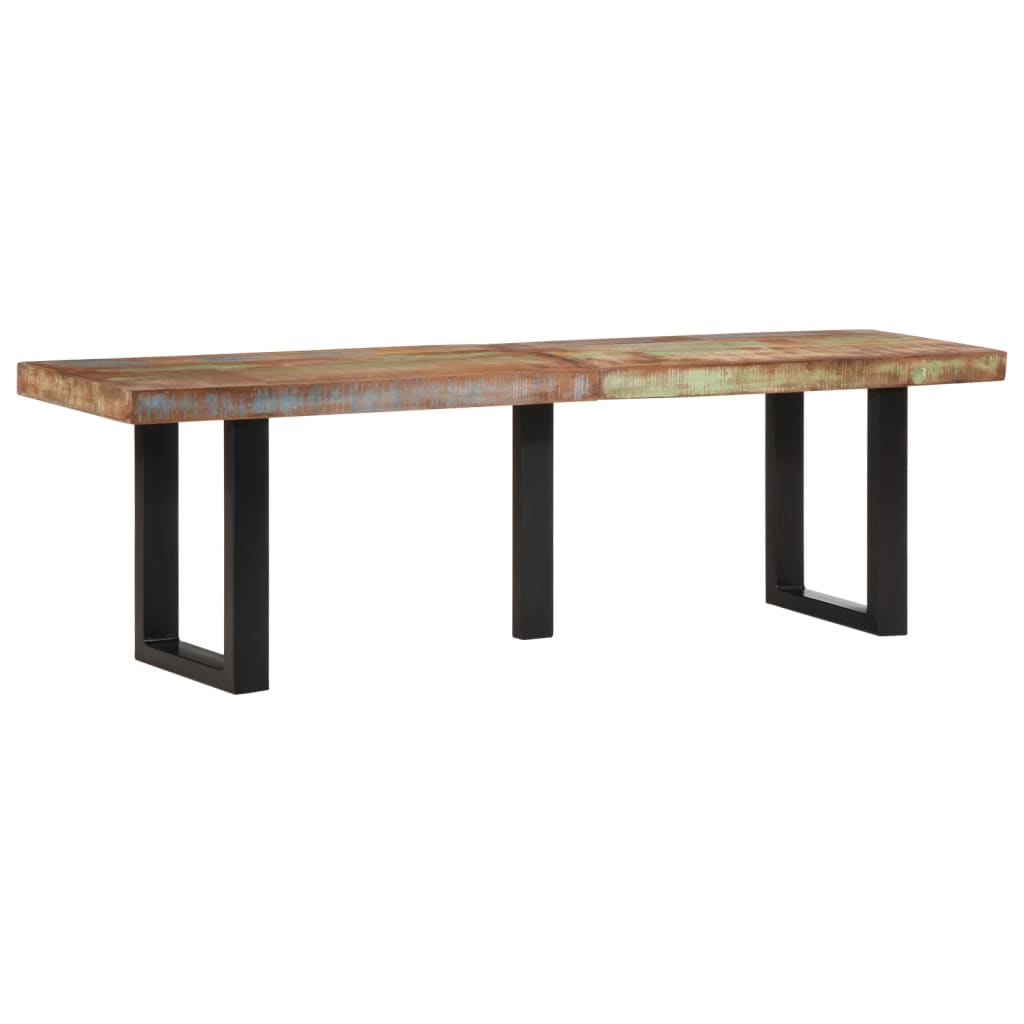 Sitzbank mit Naturkanten 110 cm Akazie Massivholz und Stahl