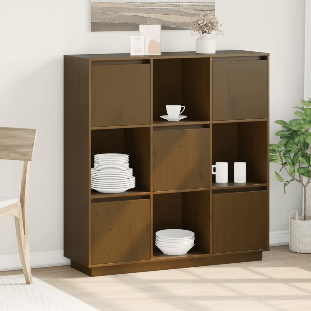 Highboard 110,5x35x117 cm Massivholz Kiefer