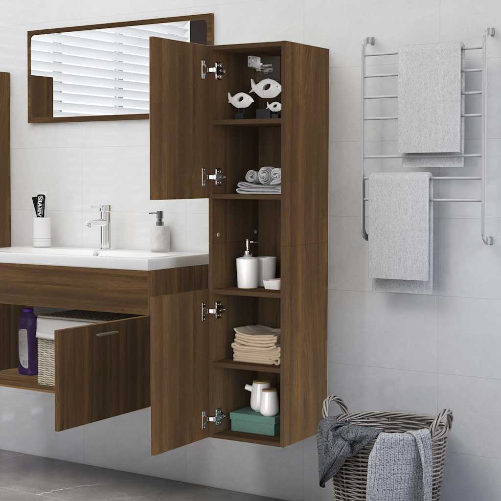Badezimmerschrank Weiß 30x30x130 cm Holzwerkstoff