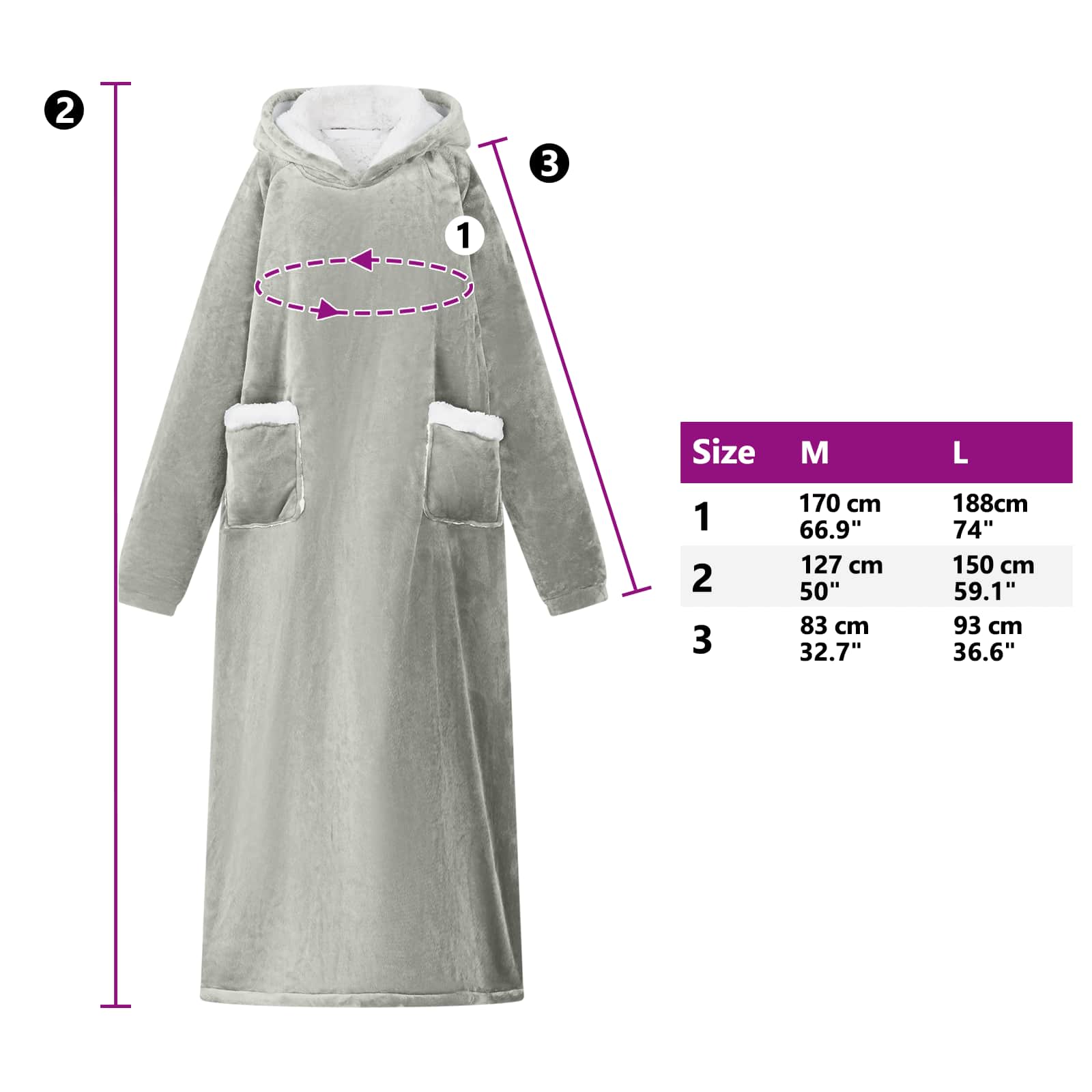 Decken-Hoodie Beige M Fleece und Flanell
