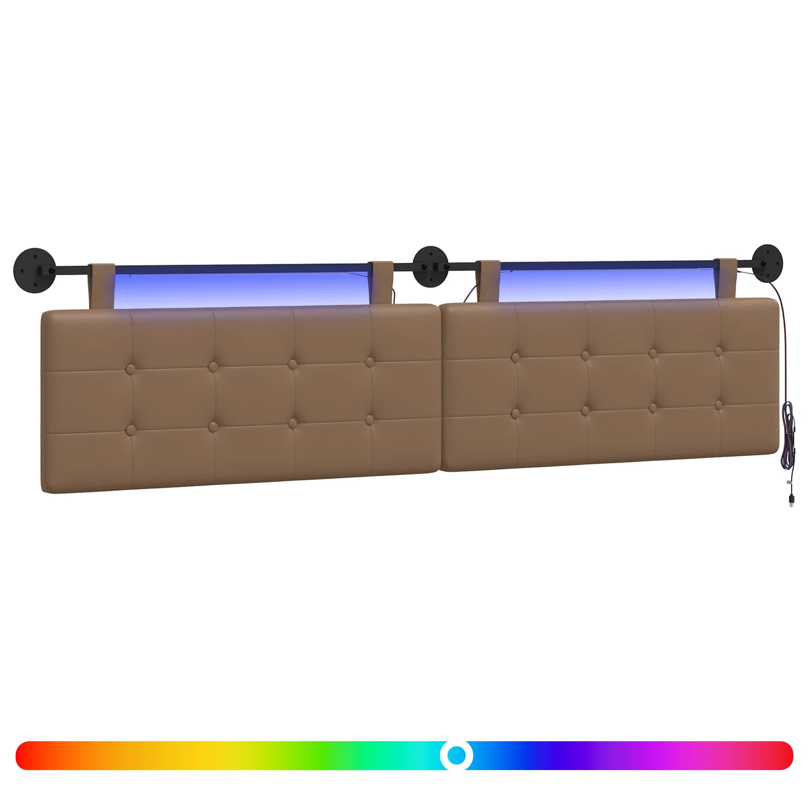 Hängendes Kopfteil Mit LED Licht Creme Kunstleder