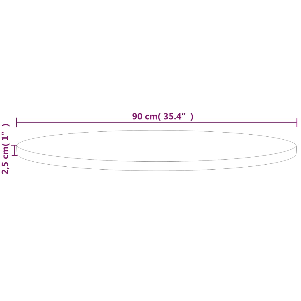 Runde Tischplatte Ø30x1,5 cm Unbehandeltes Massivholz Eiche