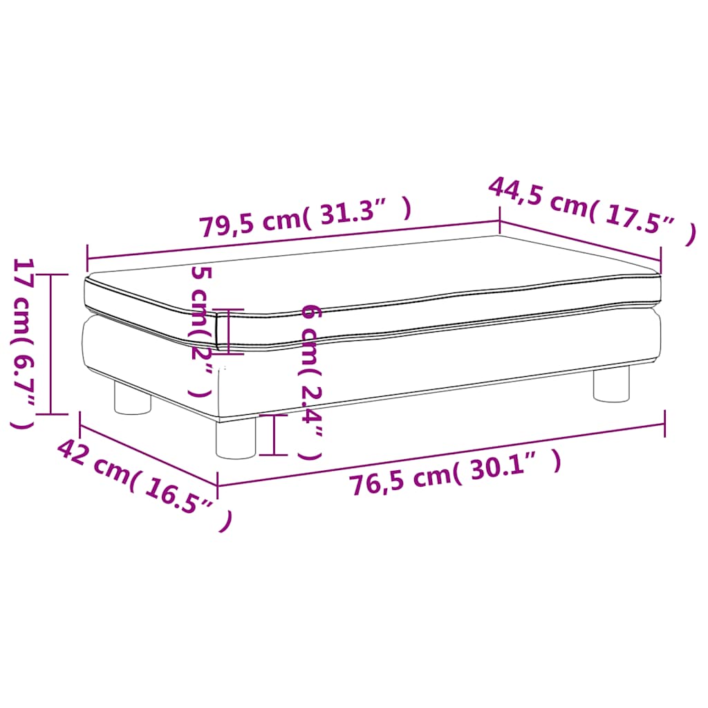 Kindersofa mit Hocker Creme 100x50x30 cm Kunstleder