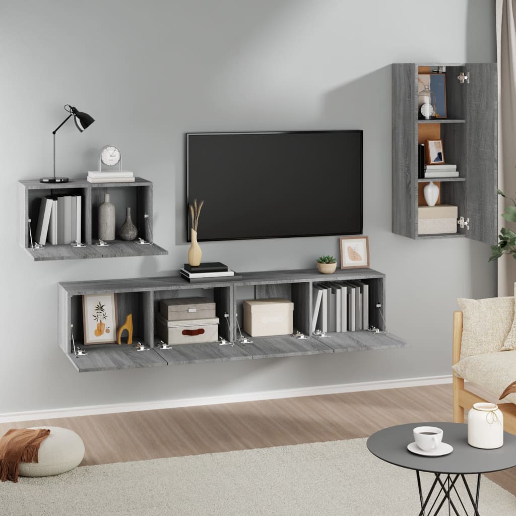 4-tlg. TV-Schrank-Set Sonoma-Eiche Holzwerkstoff