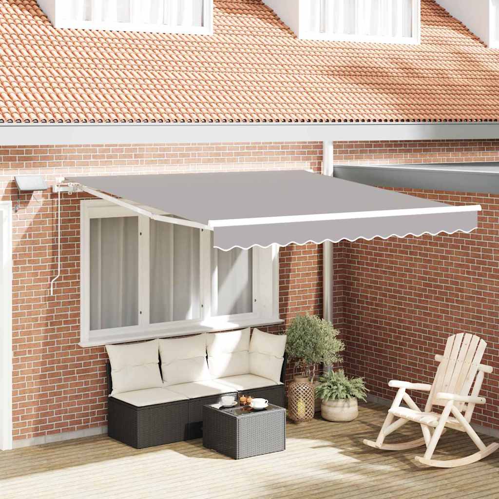 Markise Manuell Einziehbar mit LED 300x250 cm Blau und Weiß