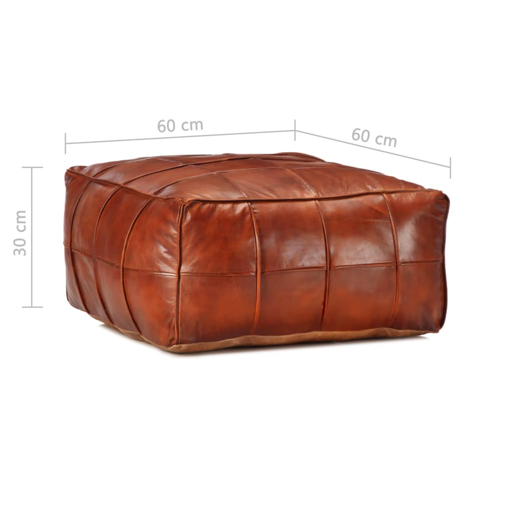 Pouf Dunkelbraun 60 x 60 x 30 cm Echtes Ziegenleder
