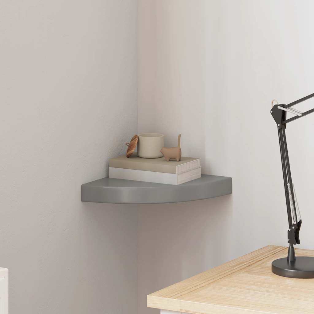 Schwebende Eckregale 2 Stk. Hochglanz-Weiß 25x25x3,8 cm MDF