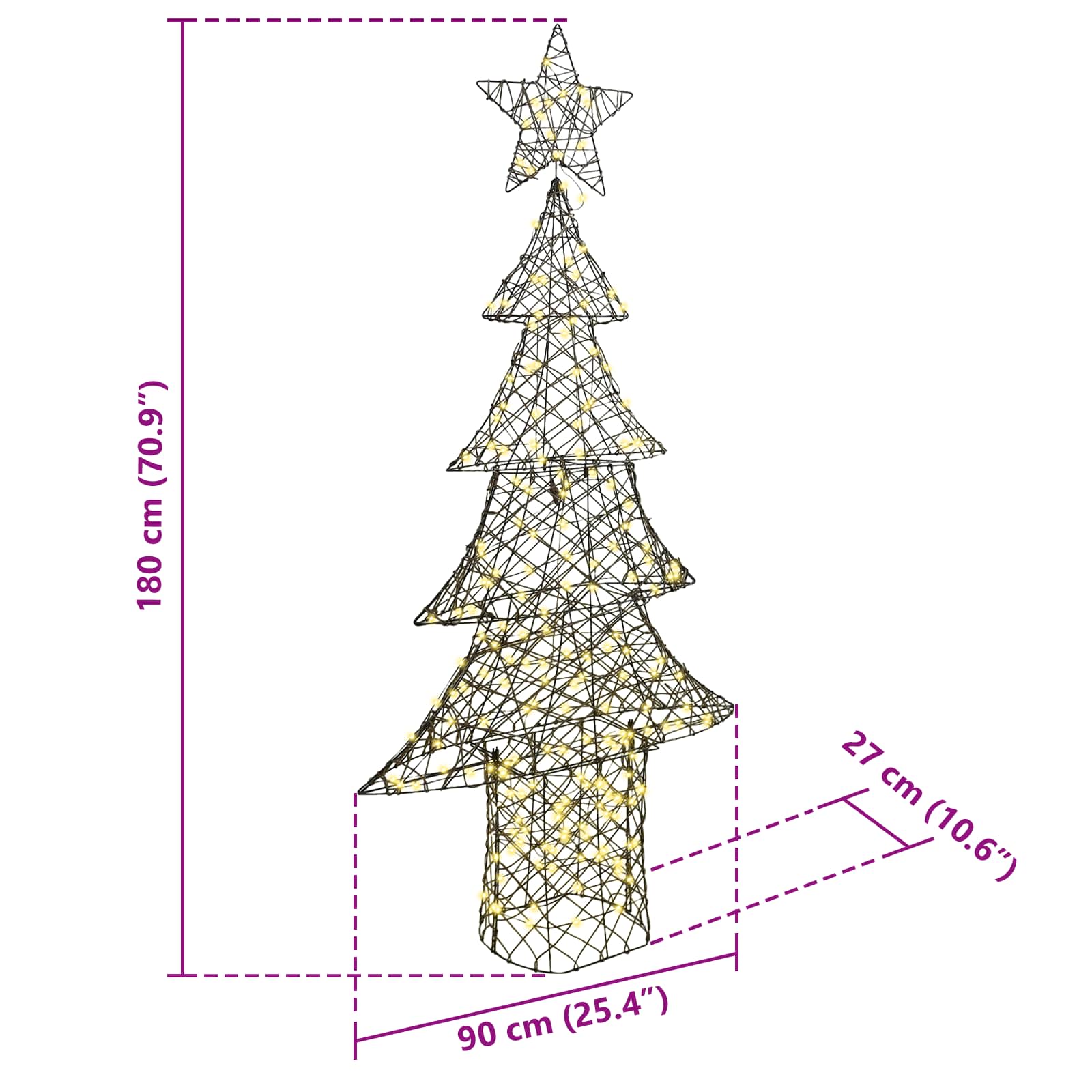 Weihnachtsbaum mit 120 LEDs Warmweiß 120,5 cm PET