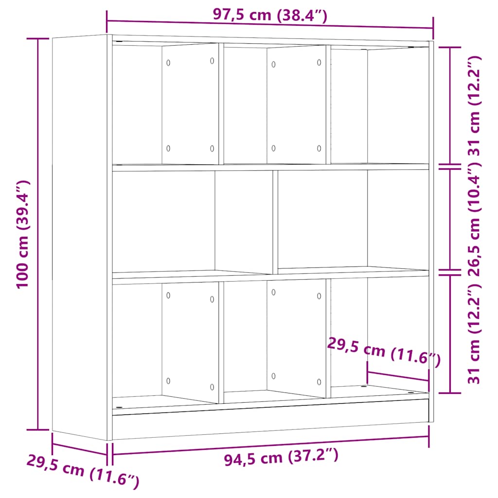 Bücherregal Weiß 97,5×29,5×100 cm Holzwerkstoff