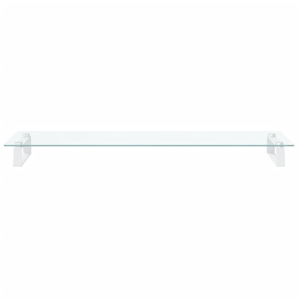 Monitorständer Weiß 60x20x8 cm Hartglas und Metall