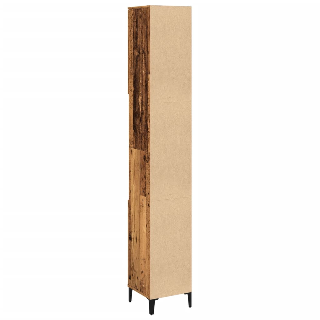 Badschrank Weiß 30x30x190 cm Holzwerkstoff