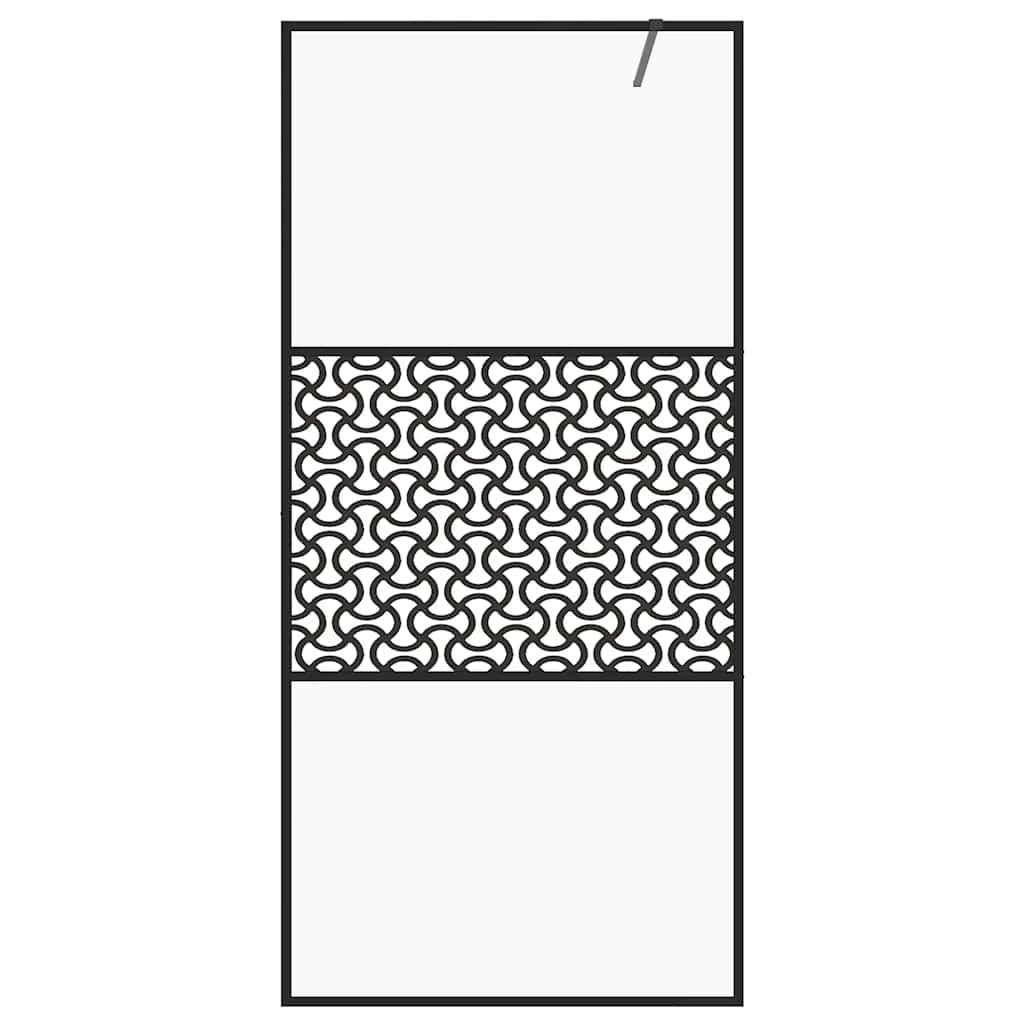Duschwand für Begehbare Dusche Schwarz 100x195 cm ESG-Glas Klar