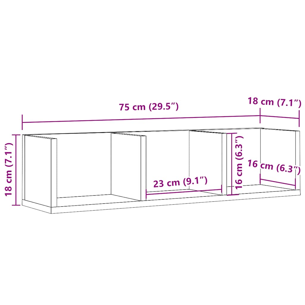 CD-Wandregal Weiß 75x18x18 cm Holzwerkstoff